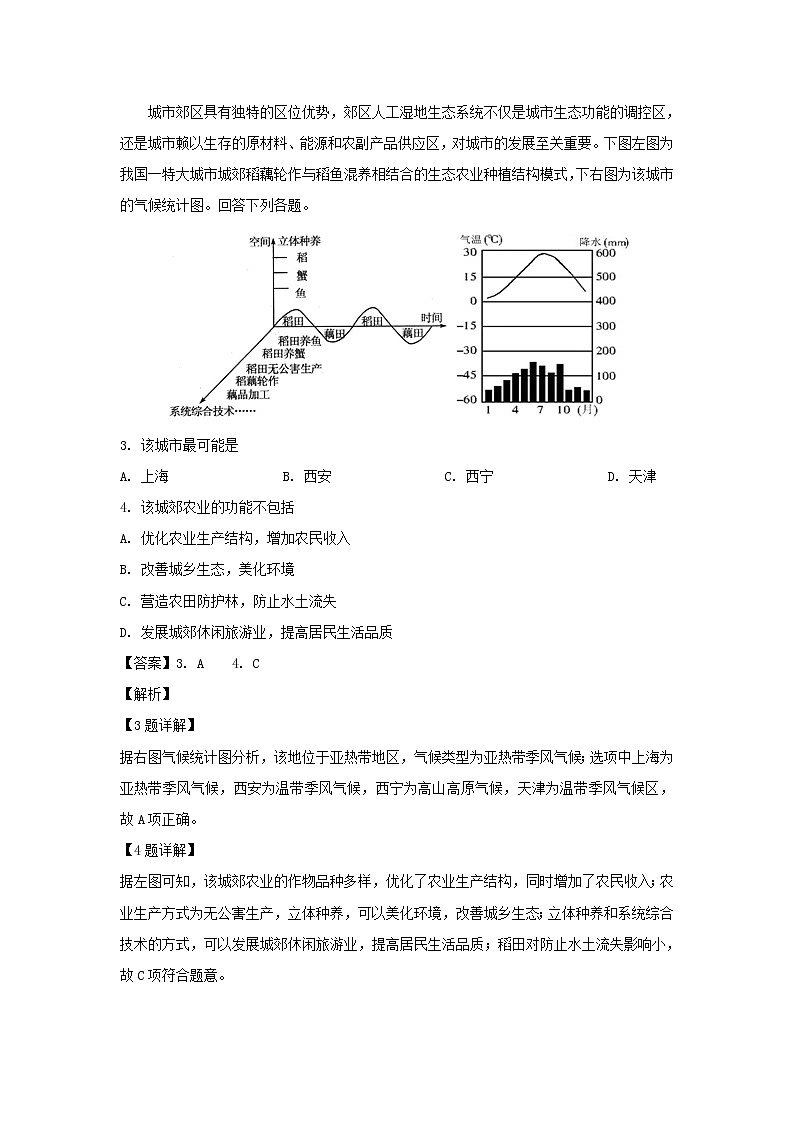 【地理】山东省青岛市城阳三中2018-2019学年高一下学期期中考试（解析版）02