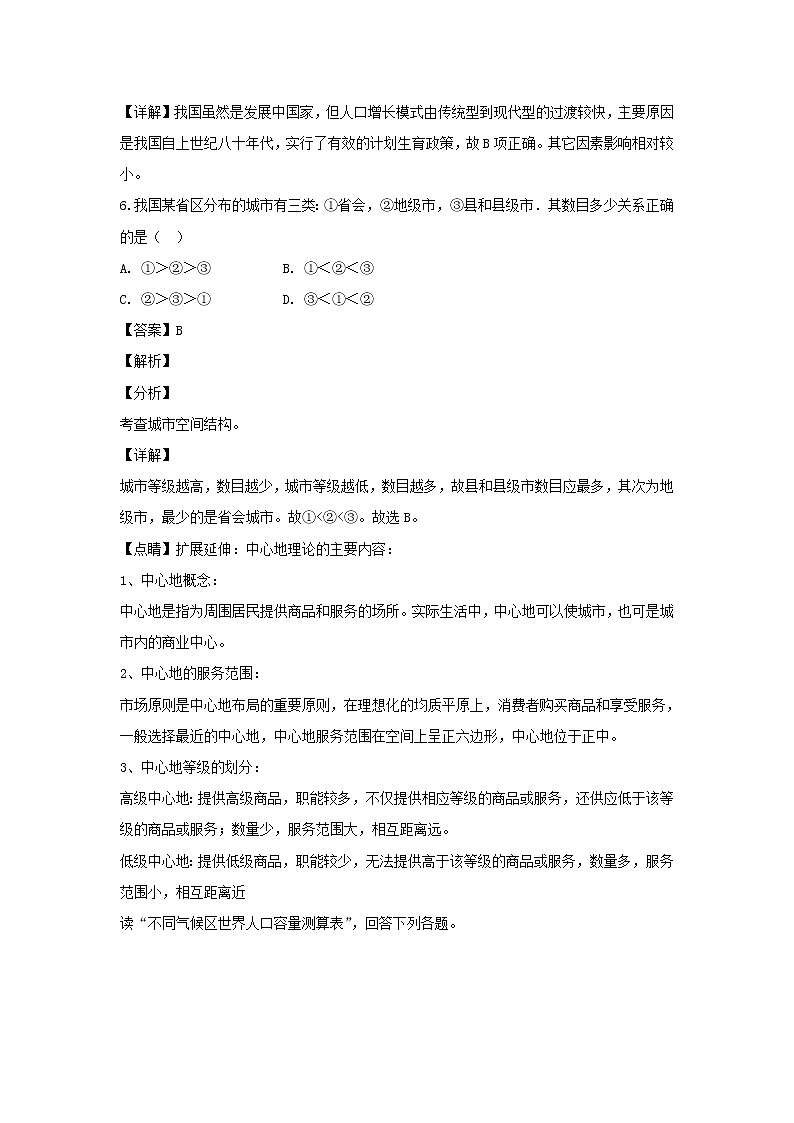 【地理】山西省晋中市祁县二中2018-2019学年高一下学期期中考试（解析版）03