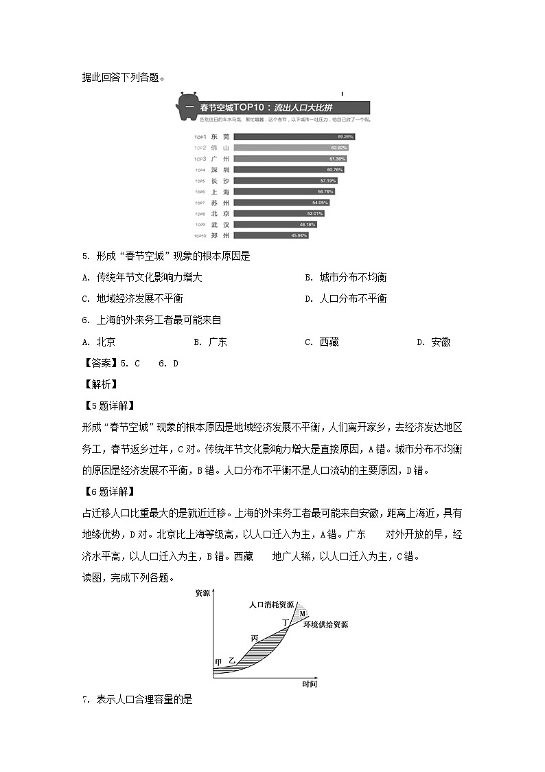 【地理】河北省张家口市第一中学2018-2019学年高一下学期期中考试（衔接班） （解析版）03