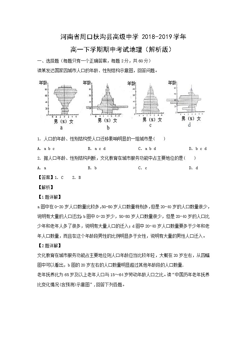 【地理】河南省周口扶沟县高级中学2018-2019学年高一下学期期中考试地理（解析版）01