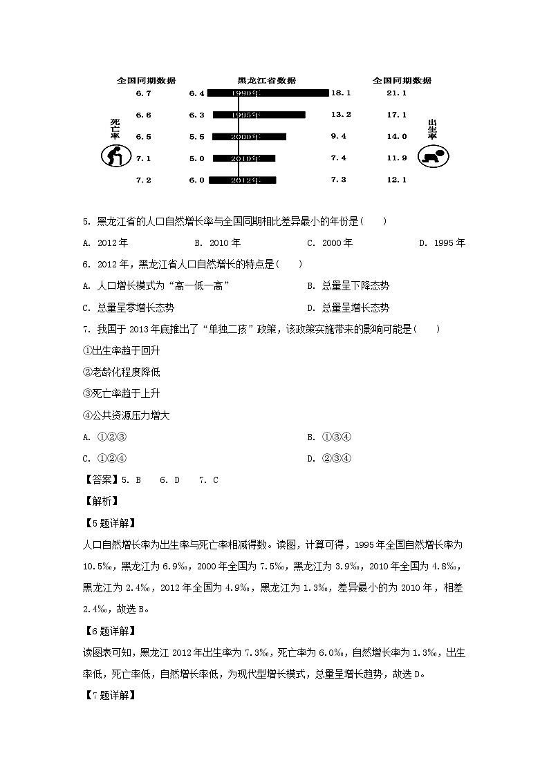【地理】黑龙江省鹤岗市第一中学2018-2019学年高一下学期期中考试（解析版）03