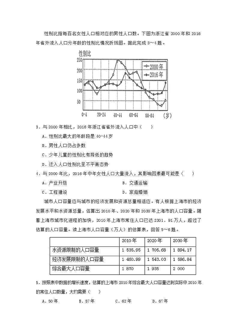 【地理】吉林省蛟河实验高中2018-2019学年下学期高一期中考试02