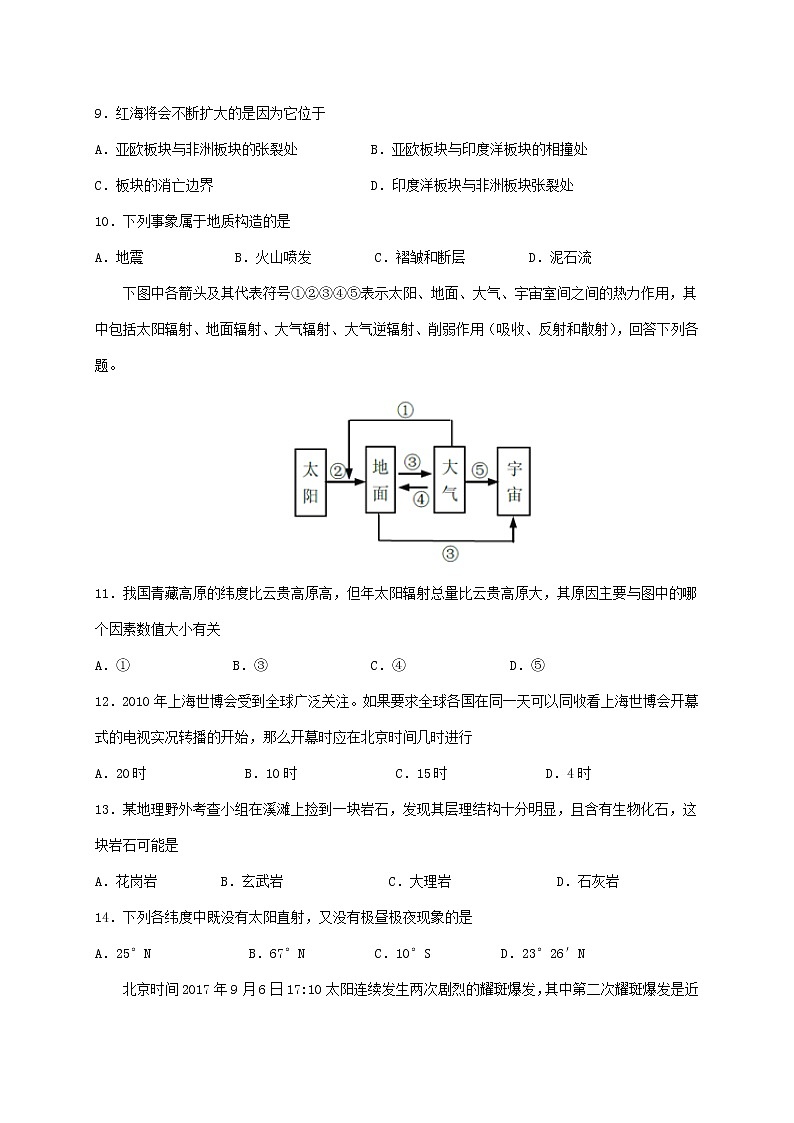 【地理】云南省昆明市官渡区第一中学2019-2020学年高一上学期期中考试03