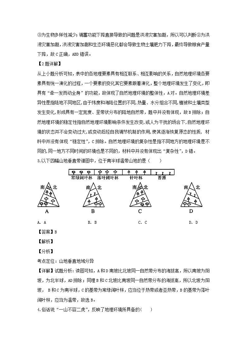 【地理】福建省福州市三校联盟（连江文笔中学、永泰城关中学、长乐高级中学）2018-2019学年高一下学期期中考试（解析版）02