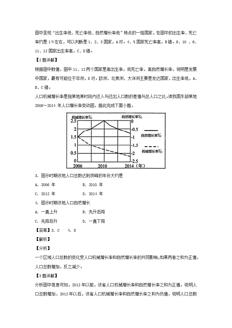 【地理】广东实验中学2018-2019学年高一下学期期中考试（解析版）02