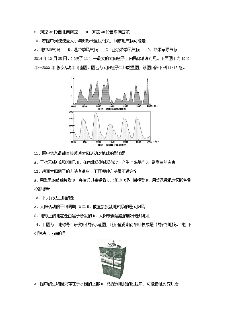 【地理】四川省泸州市泸县第一中学2019-2020学年高一上学期期中考试03