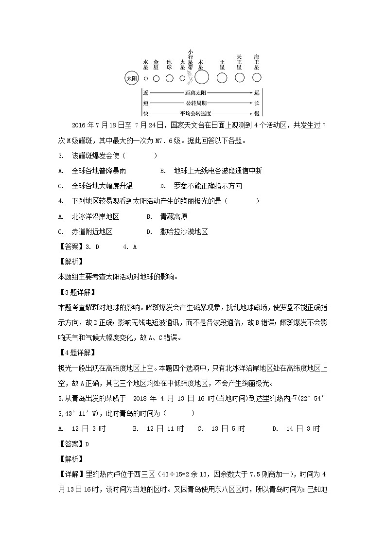 【地理】吉林省吉化一中2018-2019学年高一上学期期中考试02