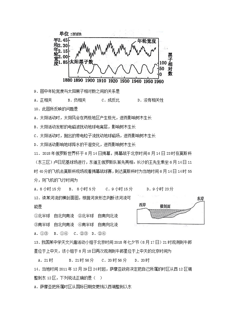 【地理】湖南省衡阳市第一中学2018-2019学年高一上学期期中考试03