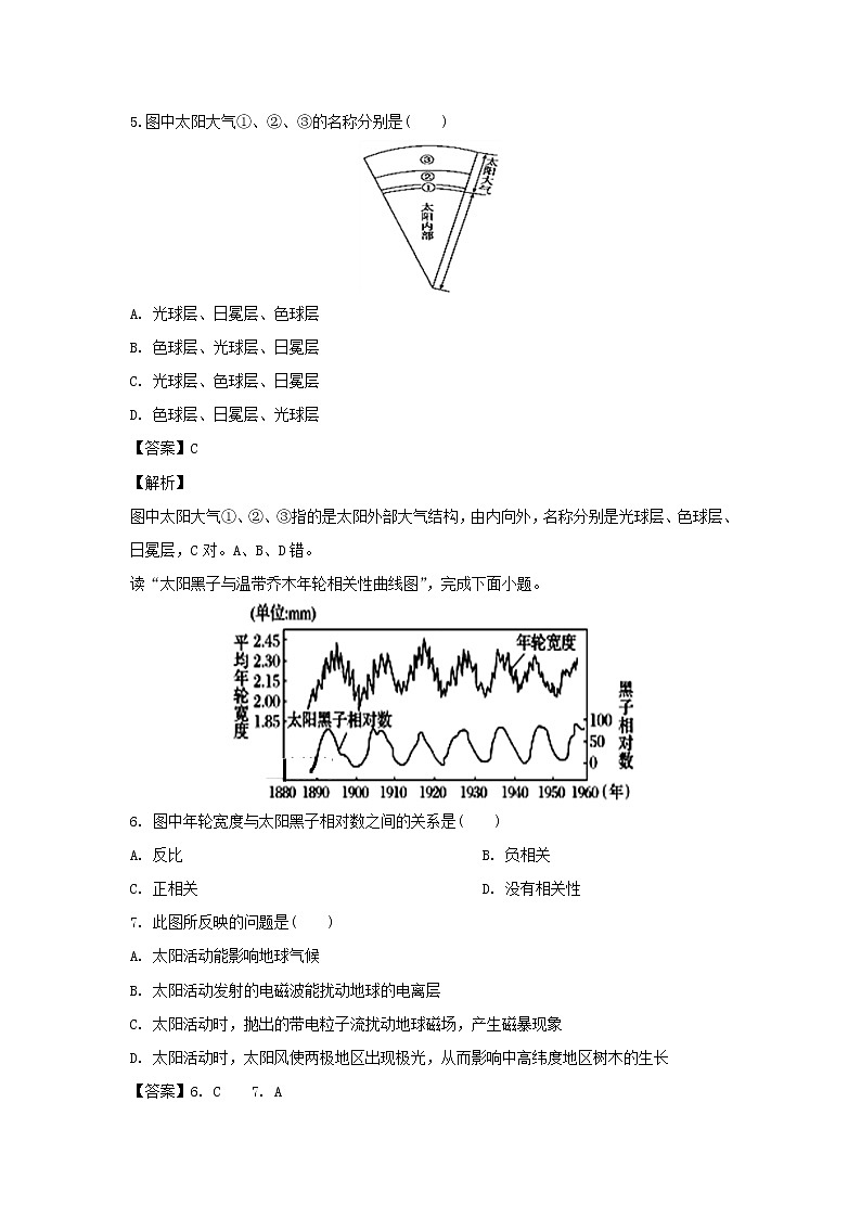 【地理】福建省莆田第八中学2018-2019学年高一上学期期中考试（解析版）03