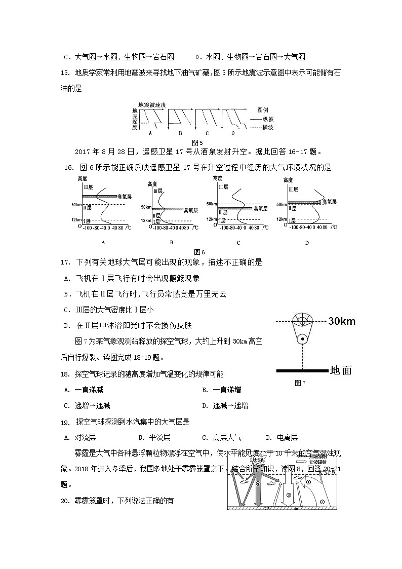 【地理】海南省海南中学2019-2020学年高一上学期期中考试03