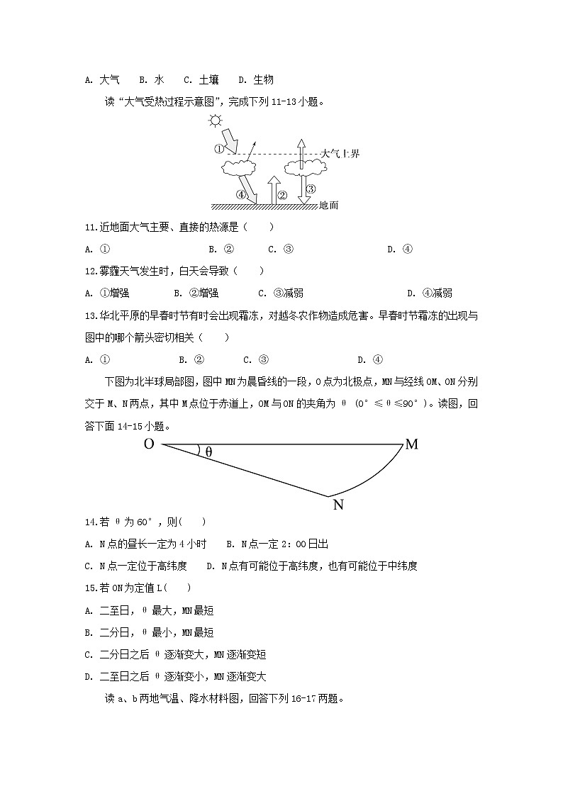 【地理】安徽省滁州定远县育才学校2019-2020学年高一（实验班）上学期期中考试03