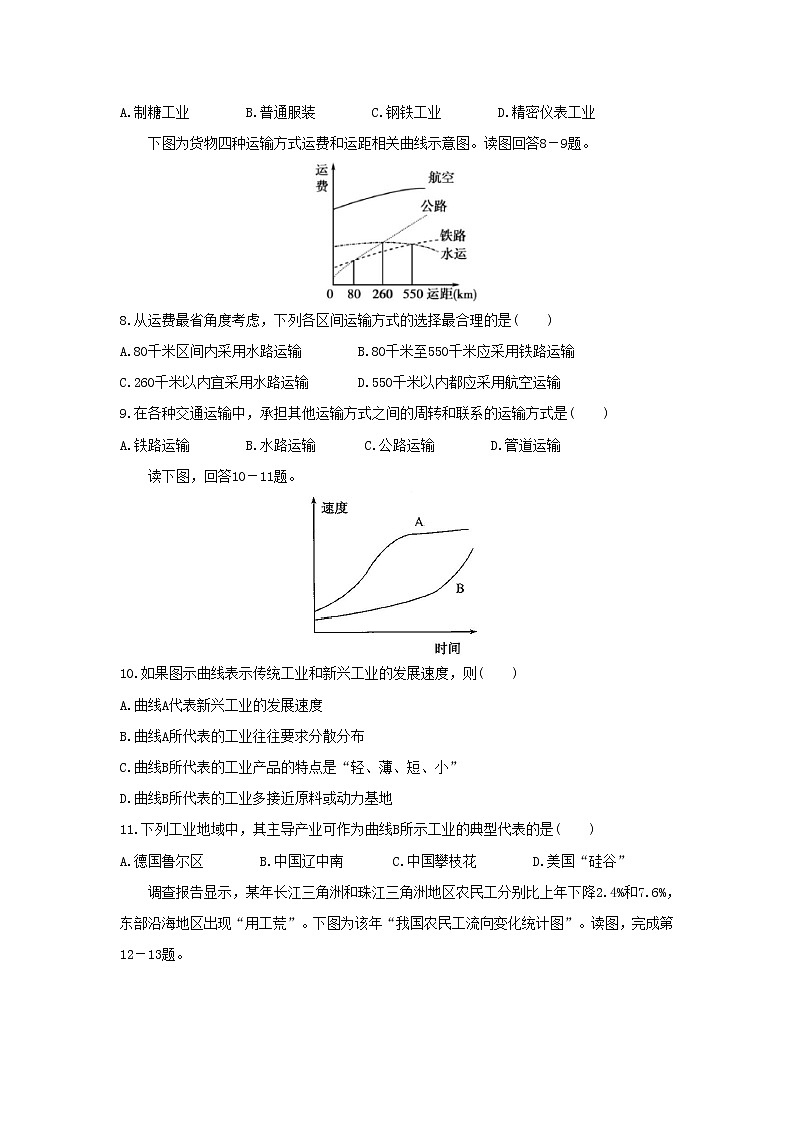 【地理】西藏拉萨片八校2018-2019学年高一下学期期末联考 试卷03