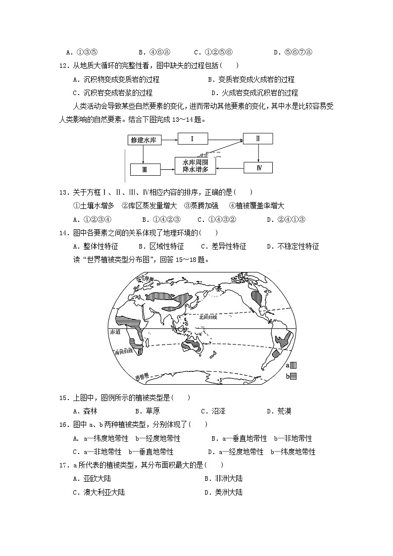 【地理】云南省保山市第一中学2018-2019学年高一下学期期末考试03