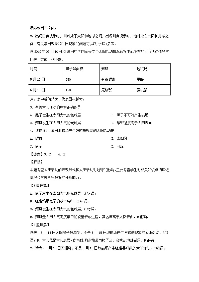 【地理】浙江省湖州市2018-2019学年高一下学期期末考试（解析版）02