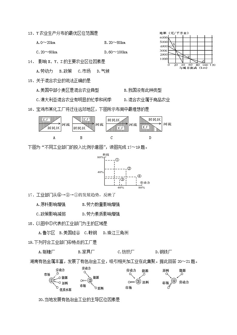 【地理】北京市昌平区新学道临川学校2018-2019学年高一下学期期末考试03