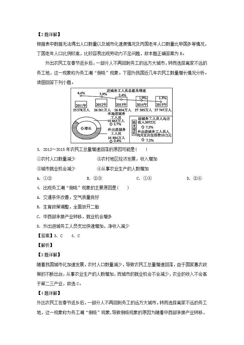 【地理】福建省福州市八县（市）一中2018-2019学年高一下学期期末联考（解析版） 试卷02