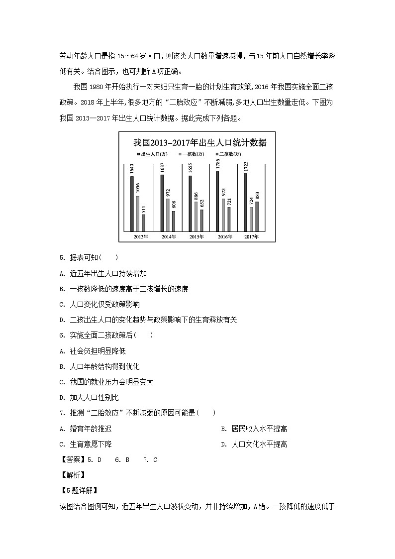 【地理】广东省佛山一中、石门中学、顺德一中、国华纪中四校2018-2019学年高一下学期期末联考（解析版） 试卷03