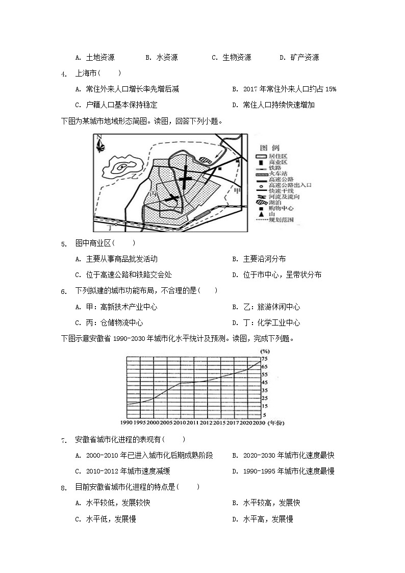 【地理】黑龙江省大庆中学2018-2019学年高一下学期期末考试02