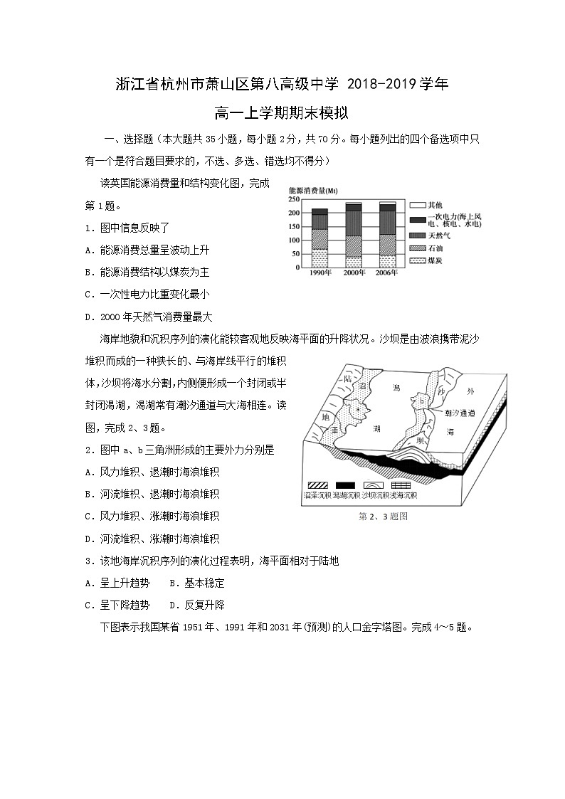 【地理】浙江省杭州市萧山区第八高级中学2018-2019学年高一上学期期末模拟 试卷01