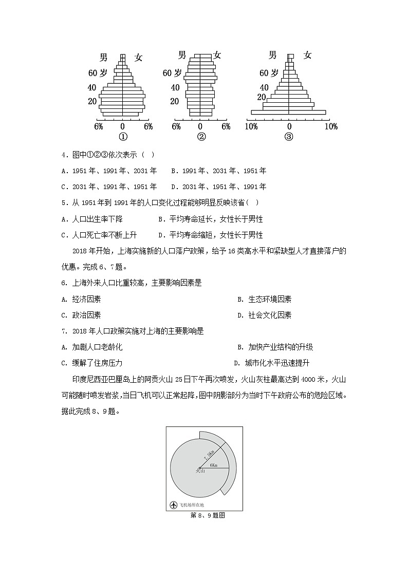 【地理】浙江省杭州市萧山区第八高级中学2018-2019学年高一上学期期末模拟 试卷02