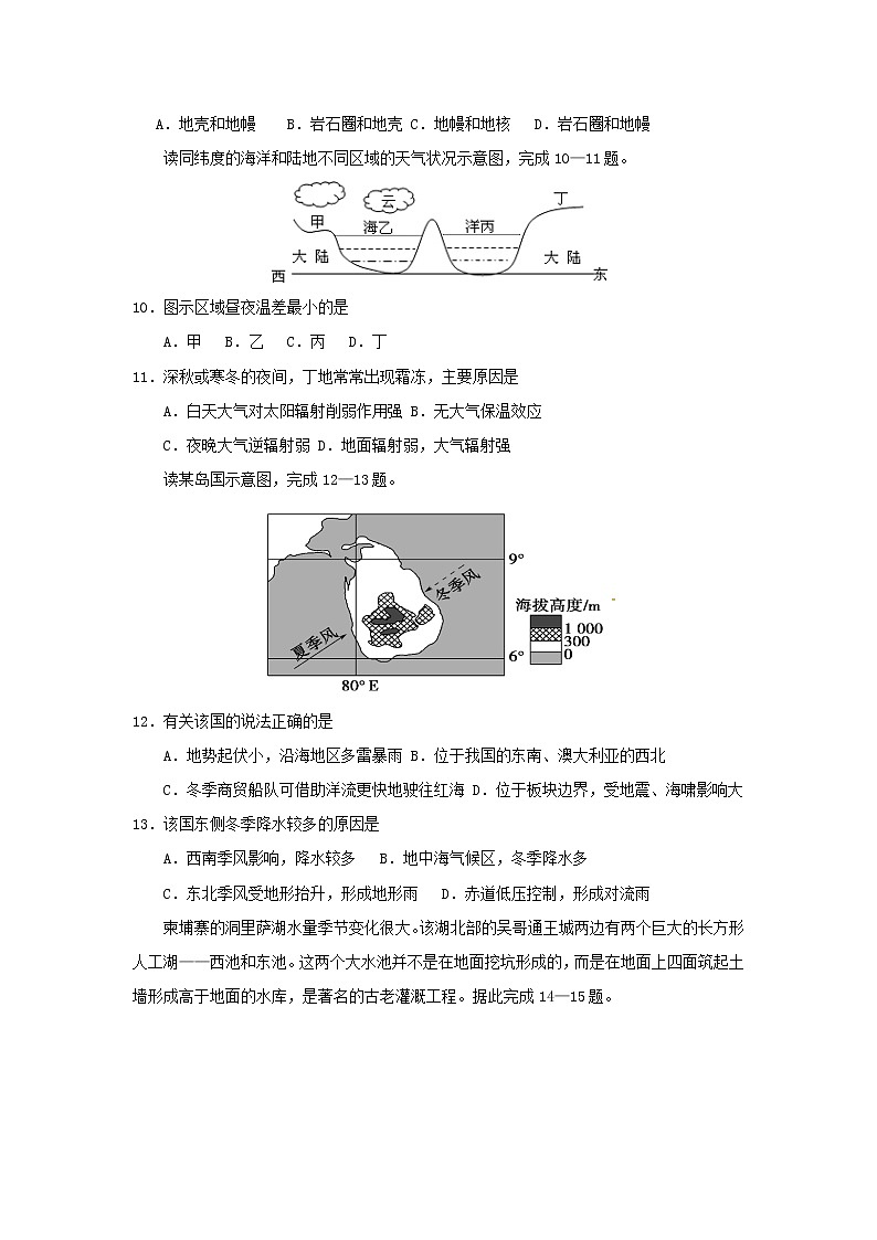 【地理】甘肃省张掖市临泽县第一中学2019-2020学年高一上学期期末模拟第3页