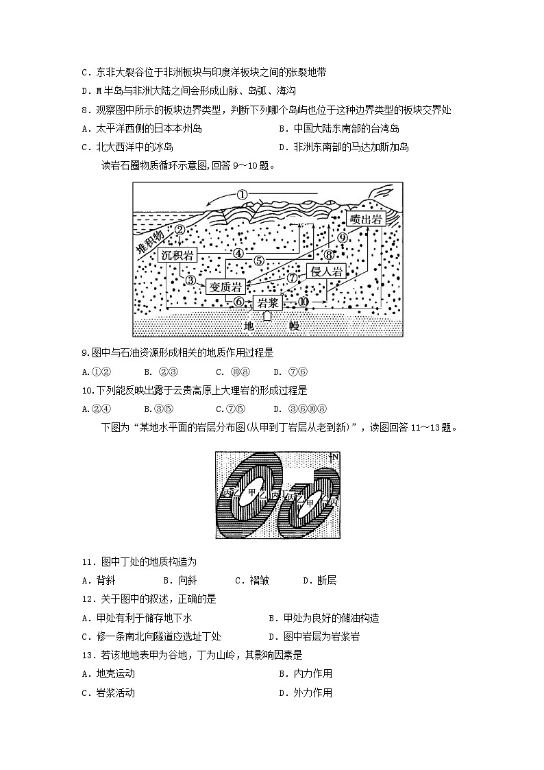 【地理】黑龙江省大庆铁人中学2018-2019学年高一上学期期末考试03