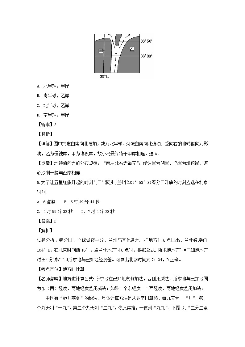 【地理】吉林省长春市外国语学校2018-2019学年高一上学期期末考试（文）（解析版）03