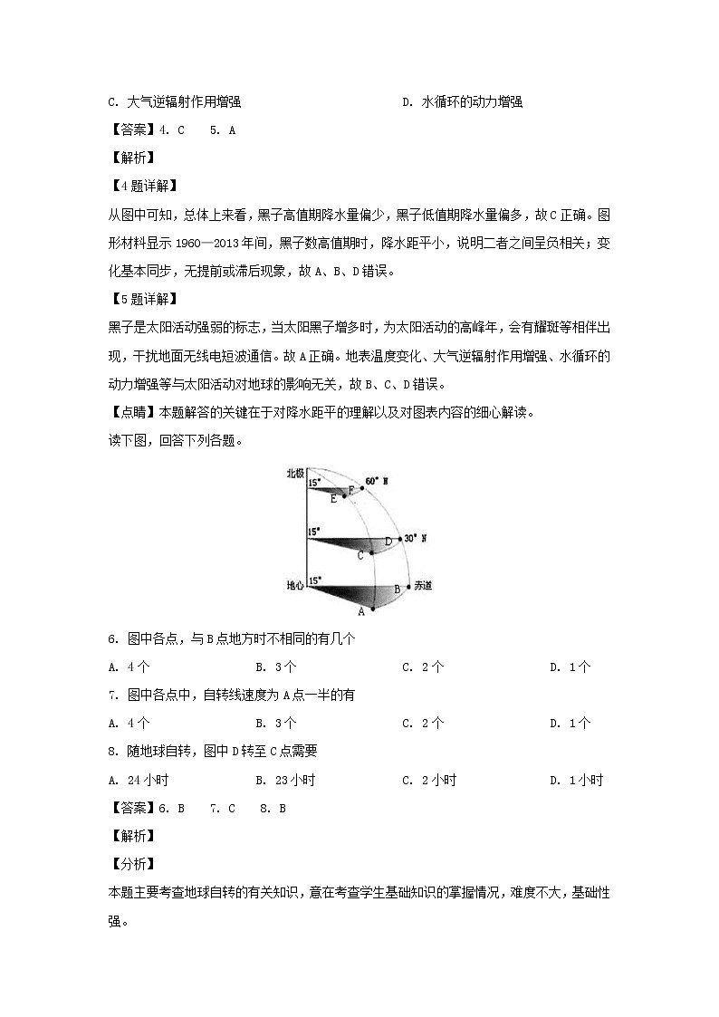 【地理】福建省莆田四中、莆田六中2018-2019学年高一上学期期末联考（解析版） 试卷03
