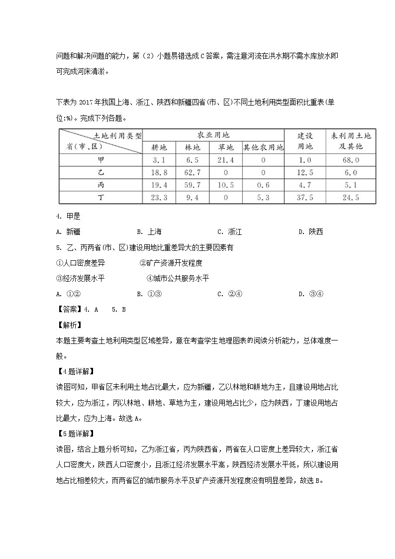 安徽省阜阳市颍上二中等三校2020届高三上学期入学考试地理试题02