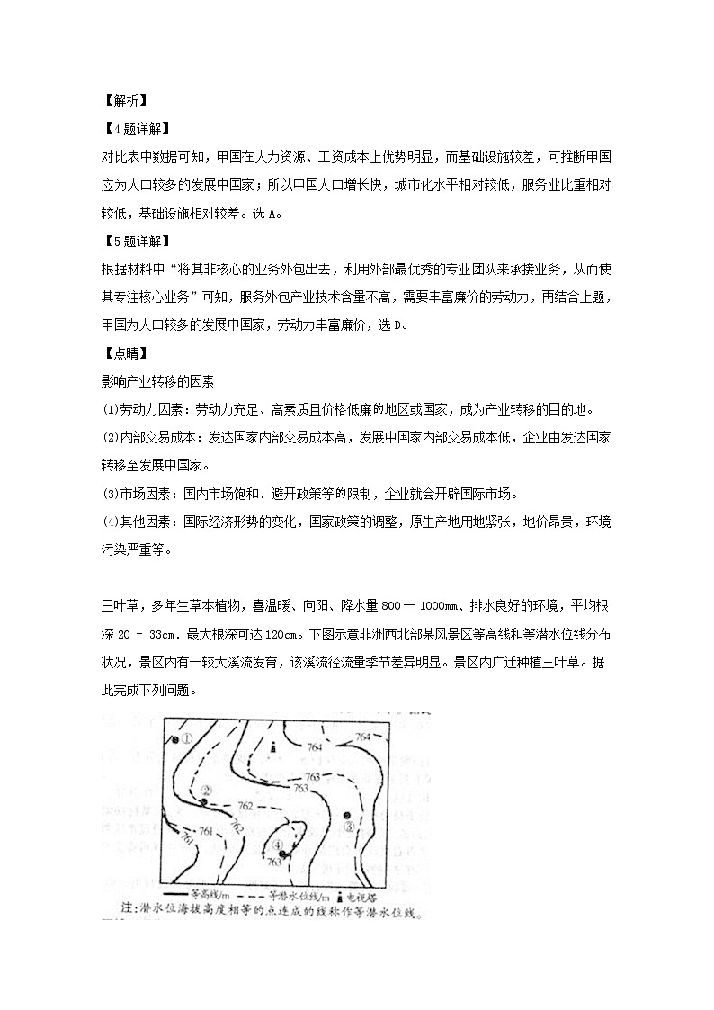 四川省荣县中学校2020届高三第五学期入学考试文科综合地理试题03