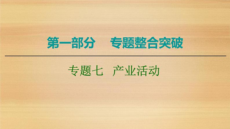 2020届大二轮新突破通用版 ：第1部分 专题7 产业活动 课件（121张）01