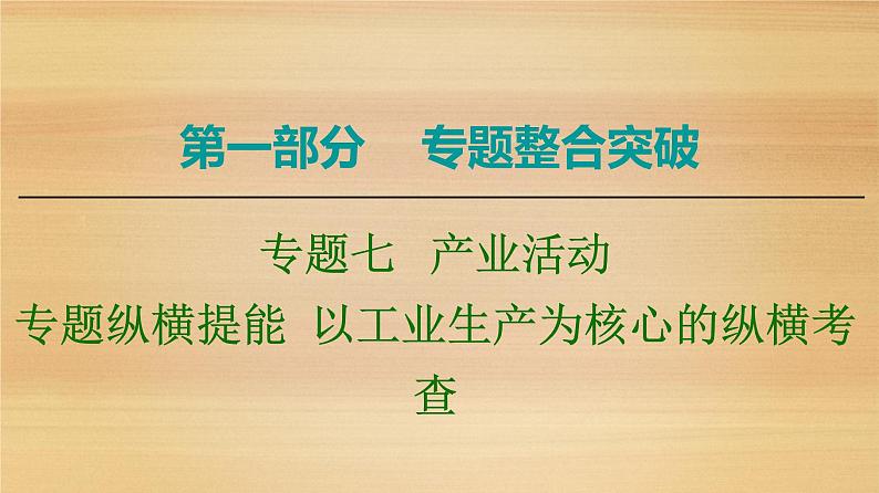 2020届大二轮新突破通用版 ：第1部分 专题7 专题纵横提能 以工业生产为核心的纵横考查 课件（32张）01