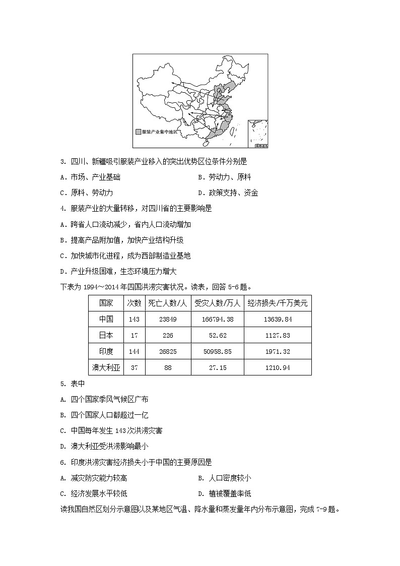 【地理】四川省遂宁市船山区第二中学校2019-2020学年高二下学期期中考试试题02