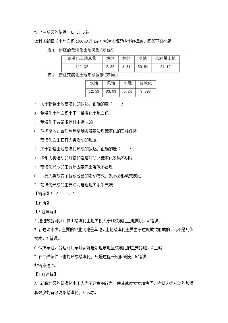 【地理】甘肃省甘南藏族自治州合作第一中学2019-2020学年高二上学期期末考试试题（解析版）02