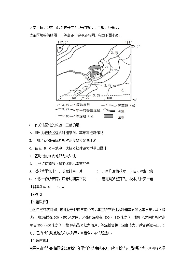 【地理】新疆生产建设兵团第二中学2019-2020学年高二上学期期末考试试题（解析版）03