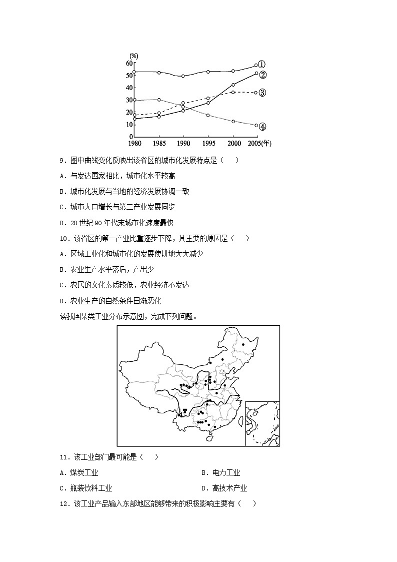 【地理】江西省狮山中学2019-2020学年高二5月摸底测试试题03