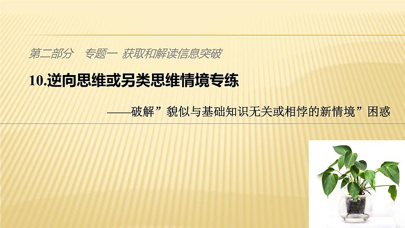 2019届二轮 复习 ：第二部分 专题一 获取和解读信息突破 10 课件（41张）（全国通用）01