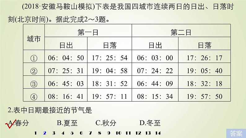 2019届 二轮复习 ：专题一 地球运动原理 常考点二 课件（24张）（通用版）07