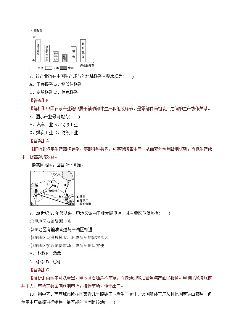 2019届 二轮复习 专题24 工业的区位选择（题型专练）-2019年高考地理热点题型和提分秘籍 作业（全国通用） Word版含解析03