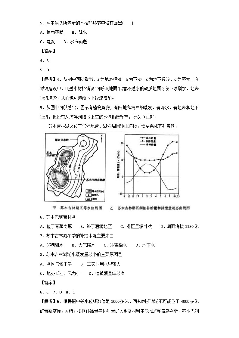 2019届 二轮复习循环递进卷（6）专题综合：水体运动 作业 （全国通用） Word版含解析03