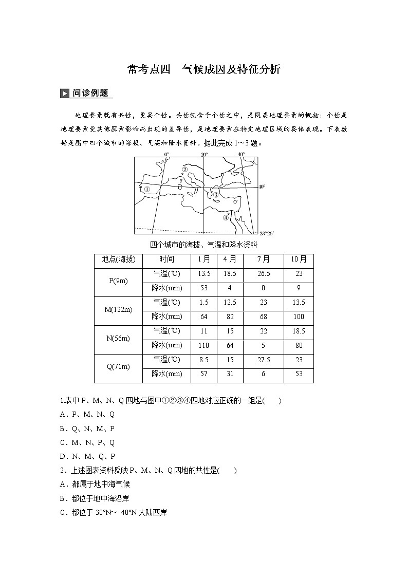 2019届二轮 复习 ：专题二 大气运动原理 常考点四 作业 （全国通用）Word版含解析01