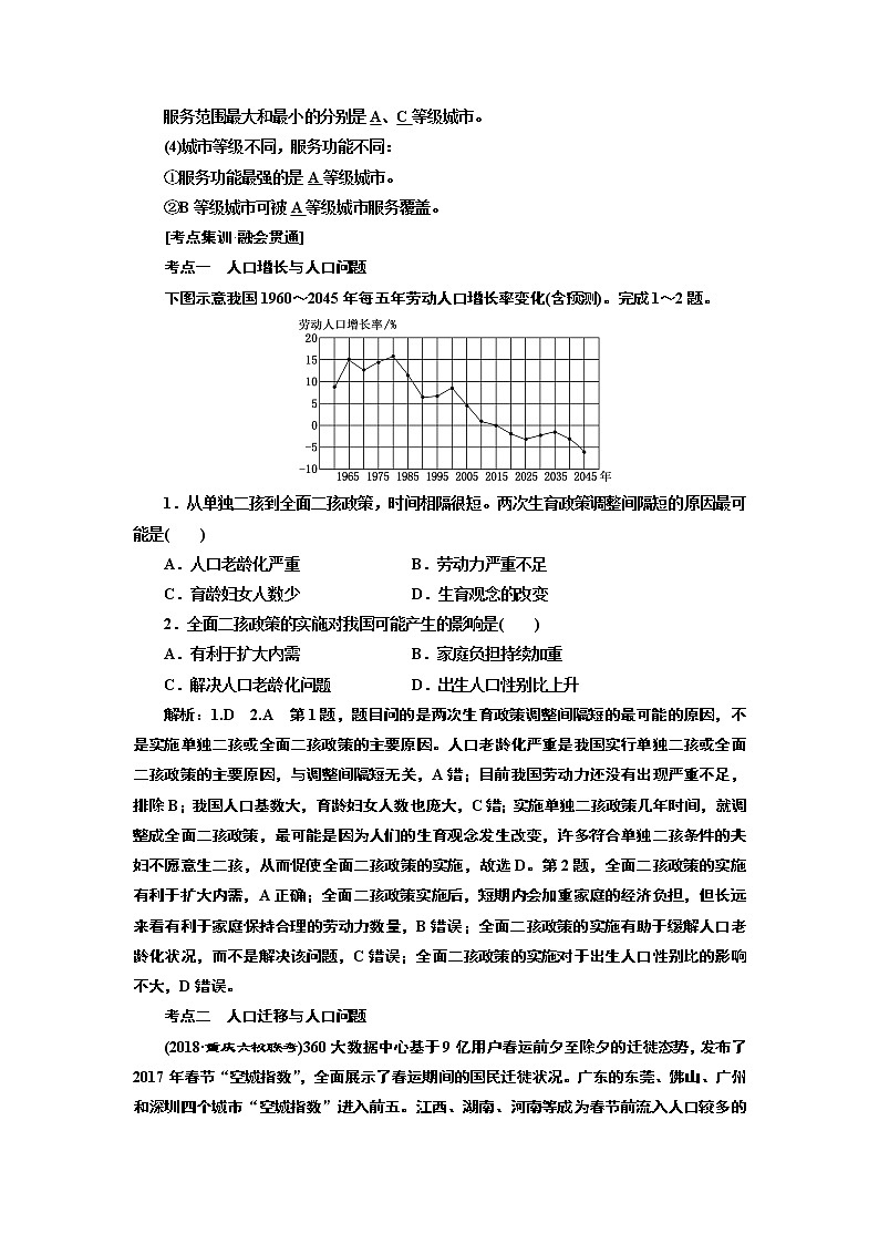 2019届 二轮复习 ：　人口与城市专题练习（七）（全国通用） Word版含解析03