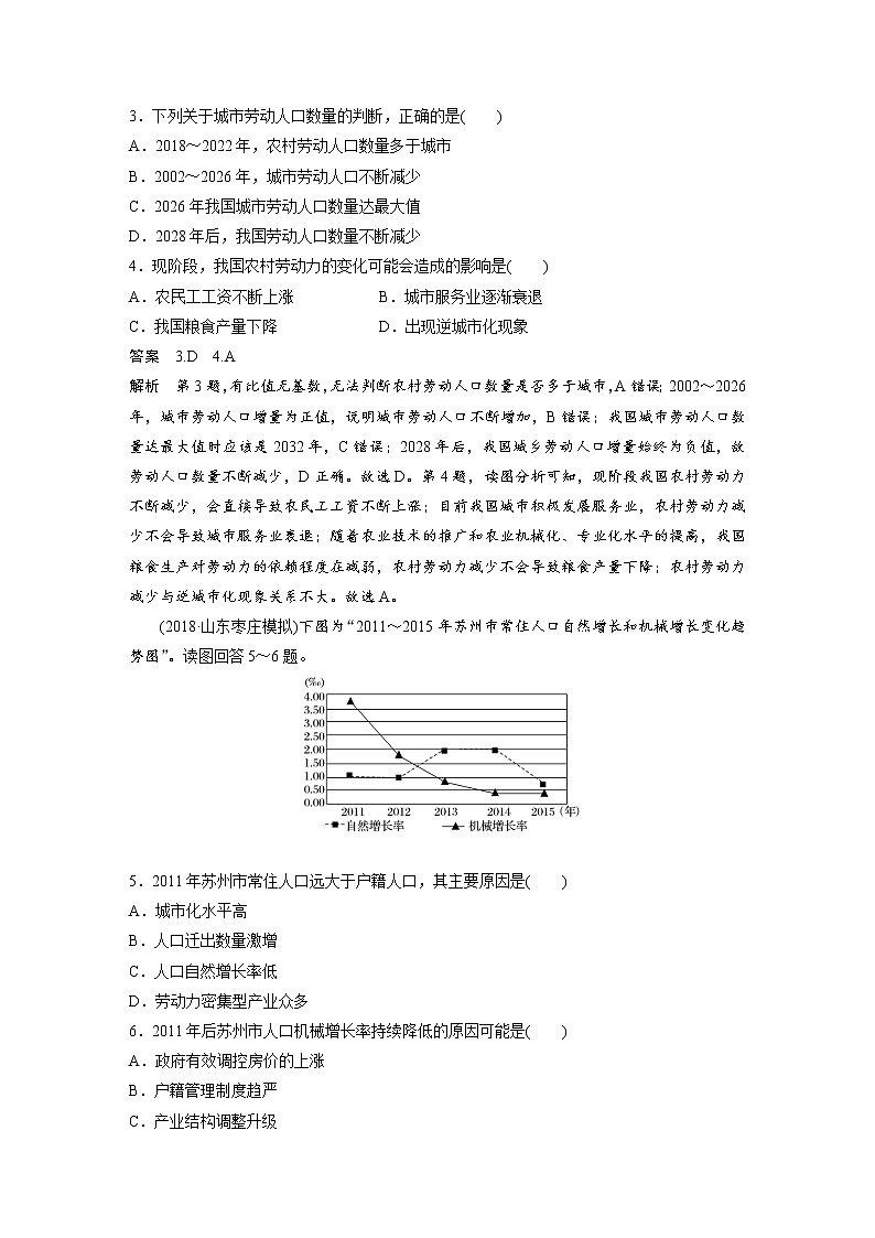 2019届 二轮 复习 ：专题七 人口和城市 常考点二  作业（全国通用）Word版含解析03