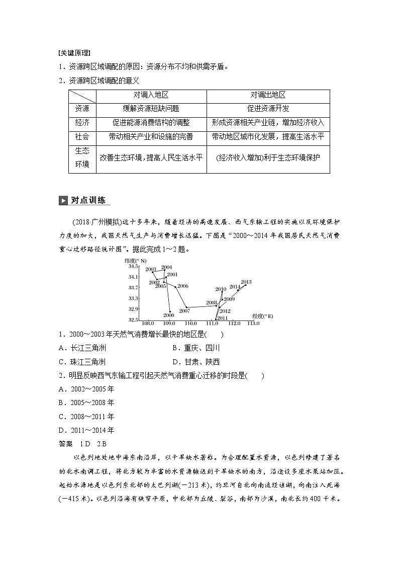 2019届 二轮 复习 ：专题十 交通运输与资源跨区域调配 常考点二 作业 （全国通用）Word版含解析02