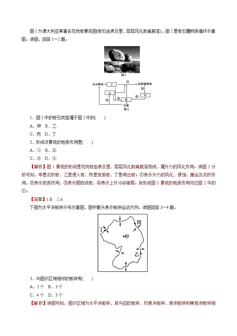 2019届 二轮复习  专题04 地壳运动规律（热点难点突破）-2019年高考地理考纲解读与热点难点突破  作业 （全国通用） Word版含解析01