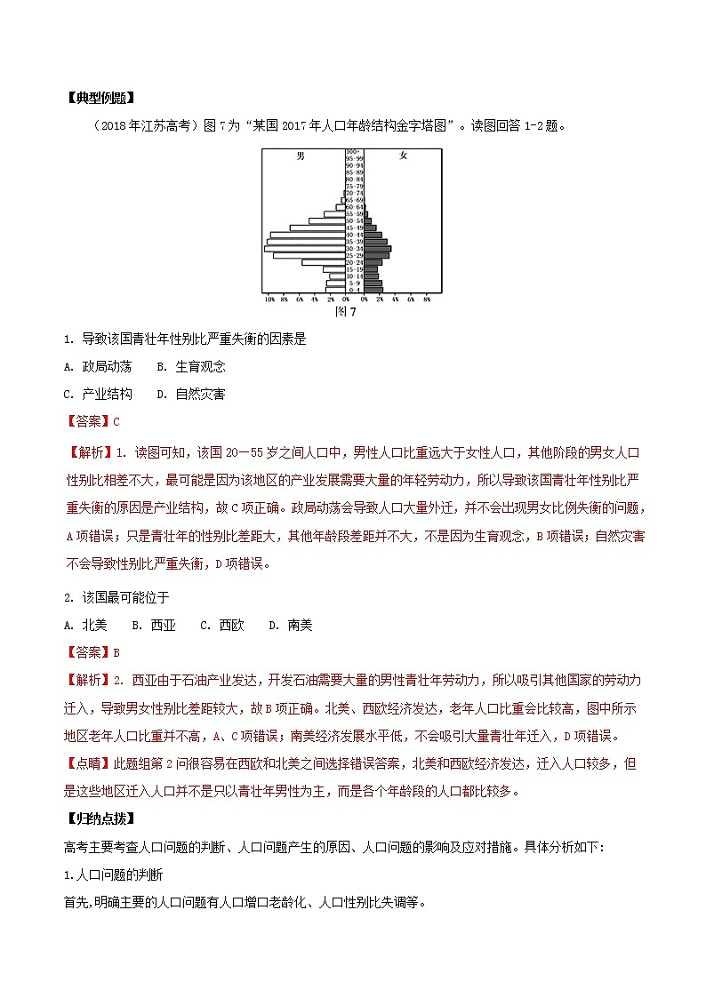 2019届 二轮复习核心考点特色突破 专题05 人口、城市与交通  学案 Word版含解析02