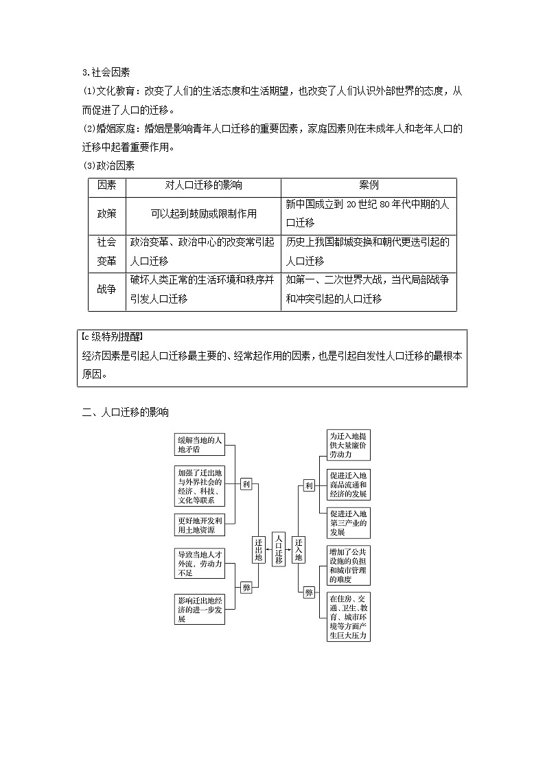 2019届二轮复习 专题五人口与城市微专题19人口迁移学案（浙江选考）Word版02