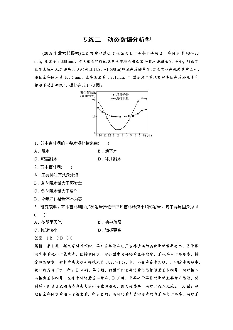 2019届  二轮复习高考选择题专练 专练二动态数据分析型 作业（全国通用）Word版含解析第1页