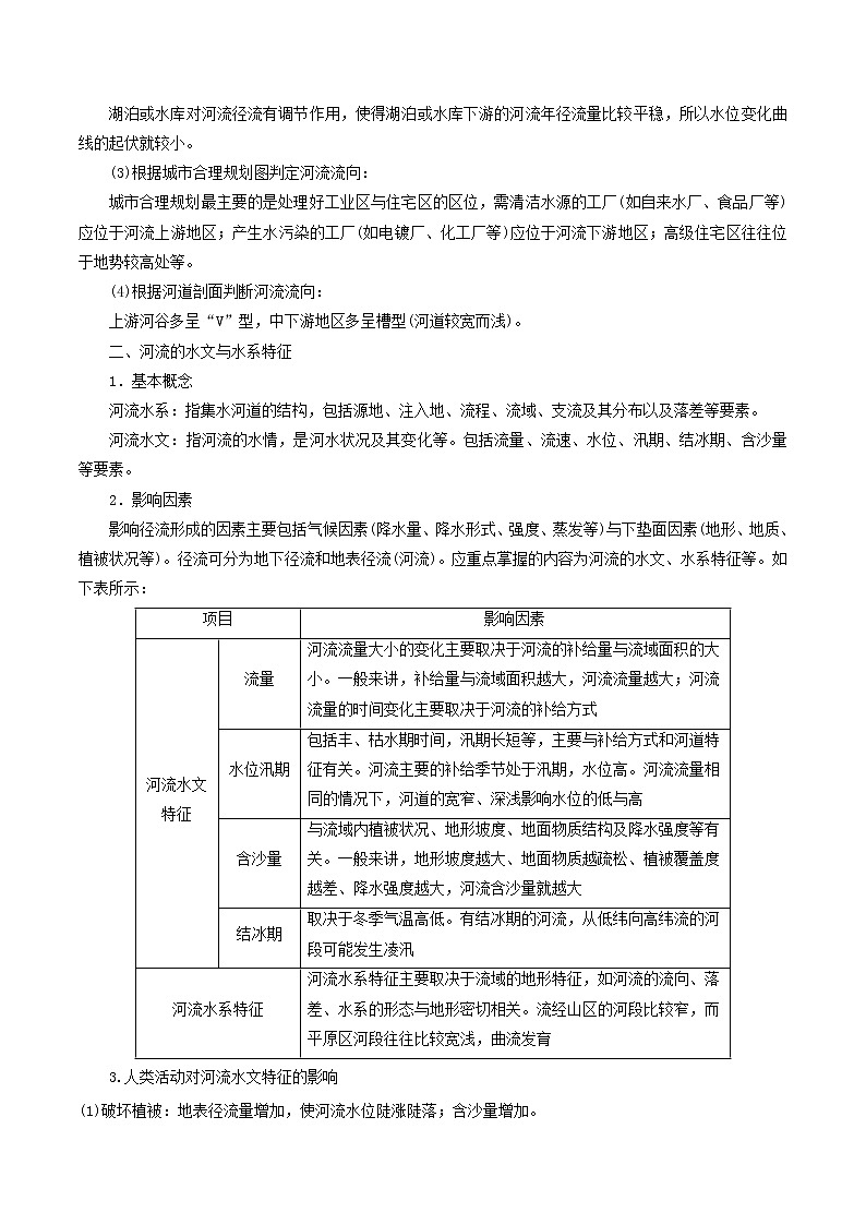 2019届 二轮复习 微专题3.2 河流 学案 （全国通用）Word版含解析02