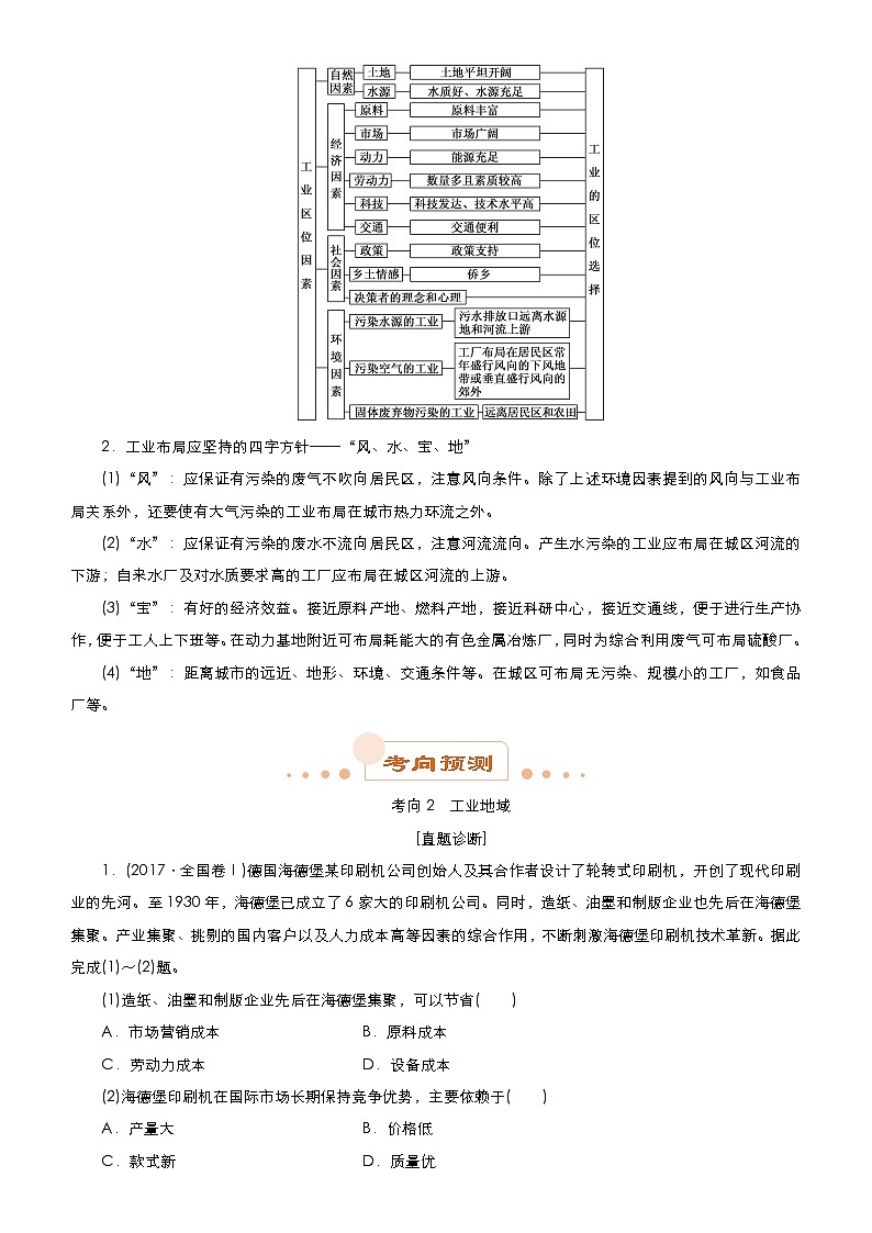 2019届 二轮复习 专题8：工业生产与产业转移  学案（全国通用）Word版含答案03